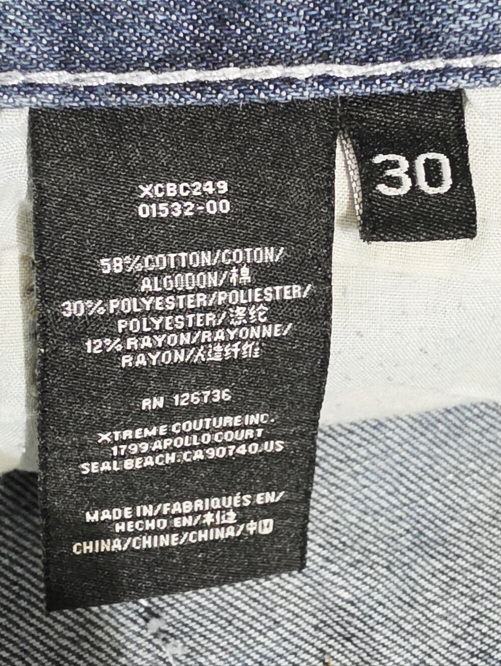 Xtreme Couture Jeans Mens 30/32 Y2K Cross Embroidered Distressed Denim Grunge - Picture 10 of 13